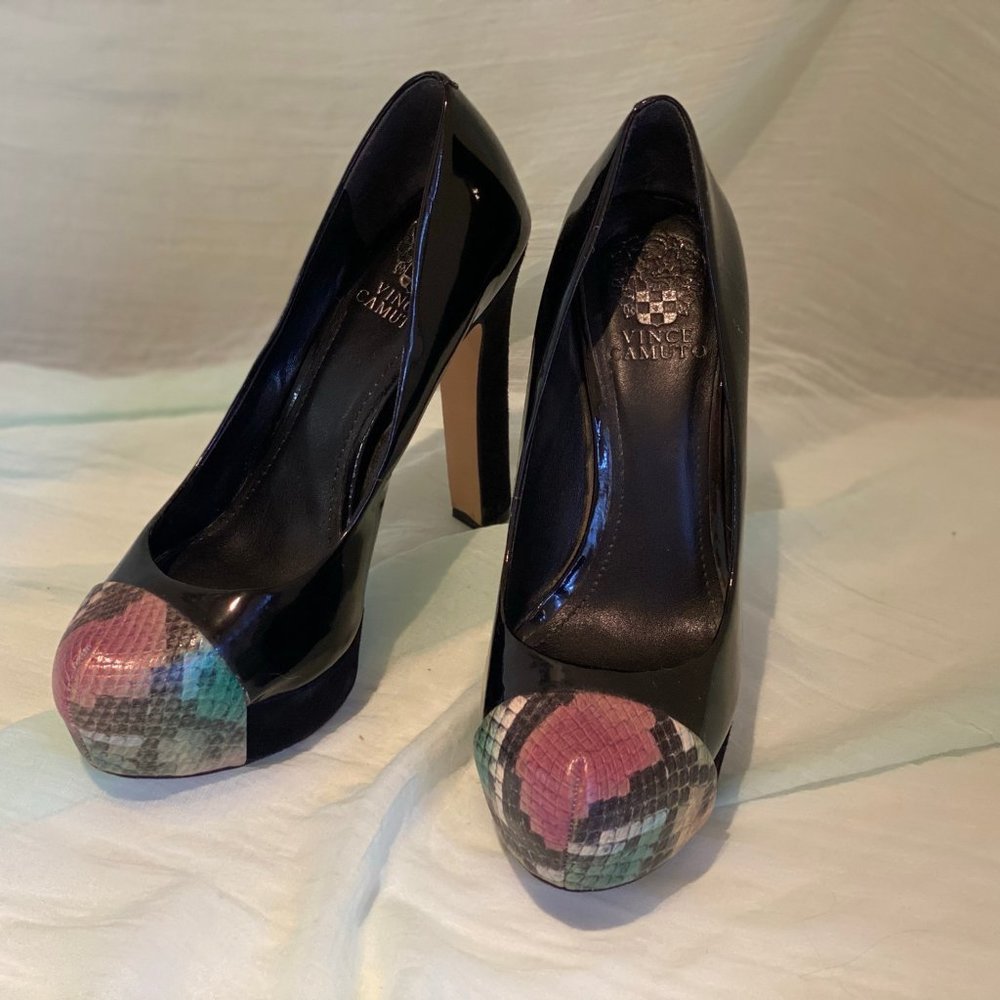 Vince Camuto Platform Snakeskin Toe Heels - Size 8